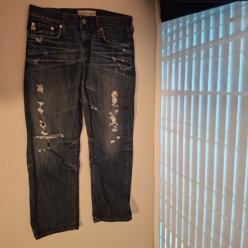 Big‎ Star Taylor Boyfriend Fit Distressed Women's Jeans Size 28 Blue Denim